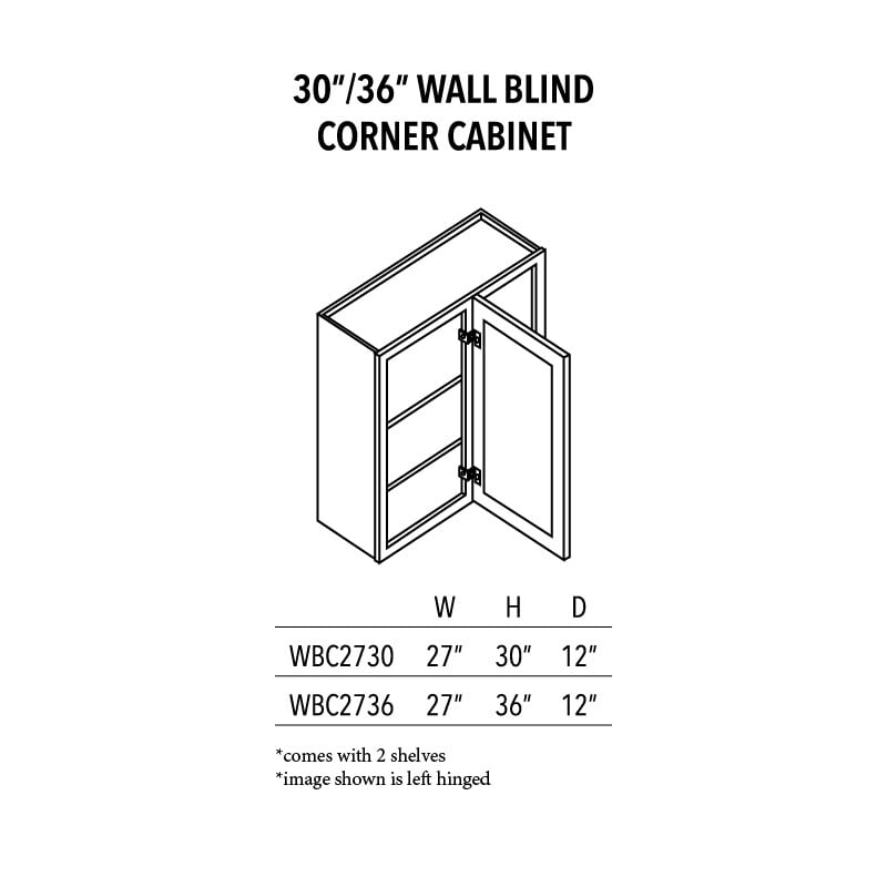 Jade Green Shaker 30″/36″ Wall Blind Corner Cabinet