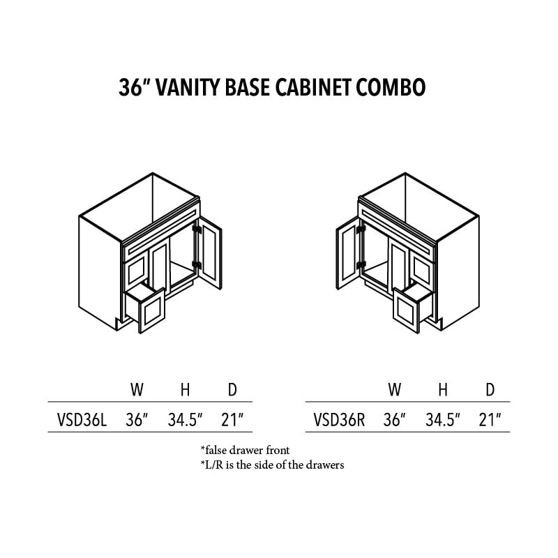 Jade Green Shaker 36″ Vanity Base Cabinet Combo