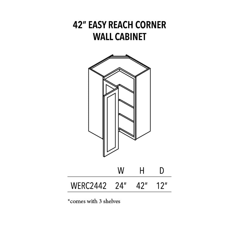 Unfinished Shaker 42″ Easy Reach Corner Wall Cabinet