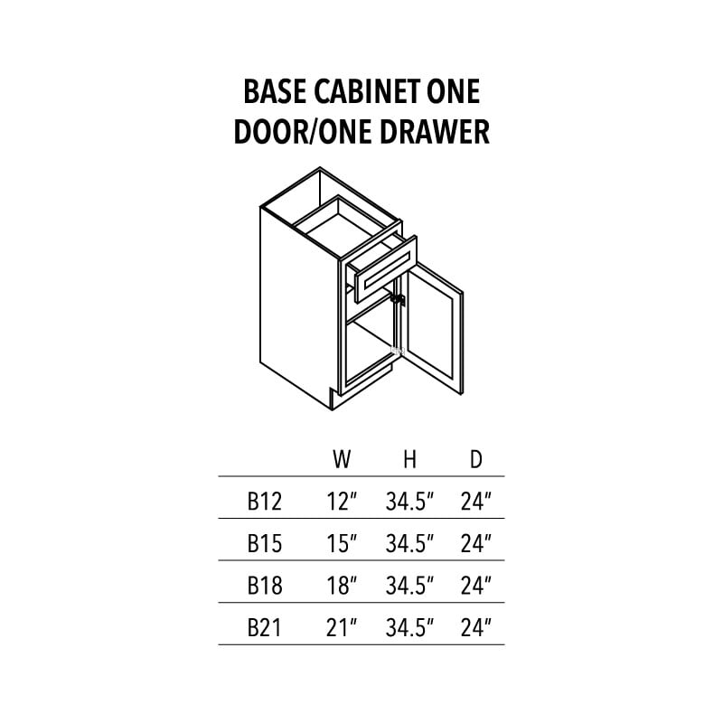 Unfinished Shaker Base Cabinet One Door/One Drawer