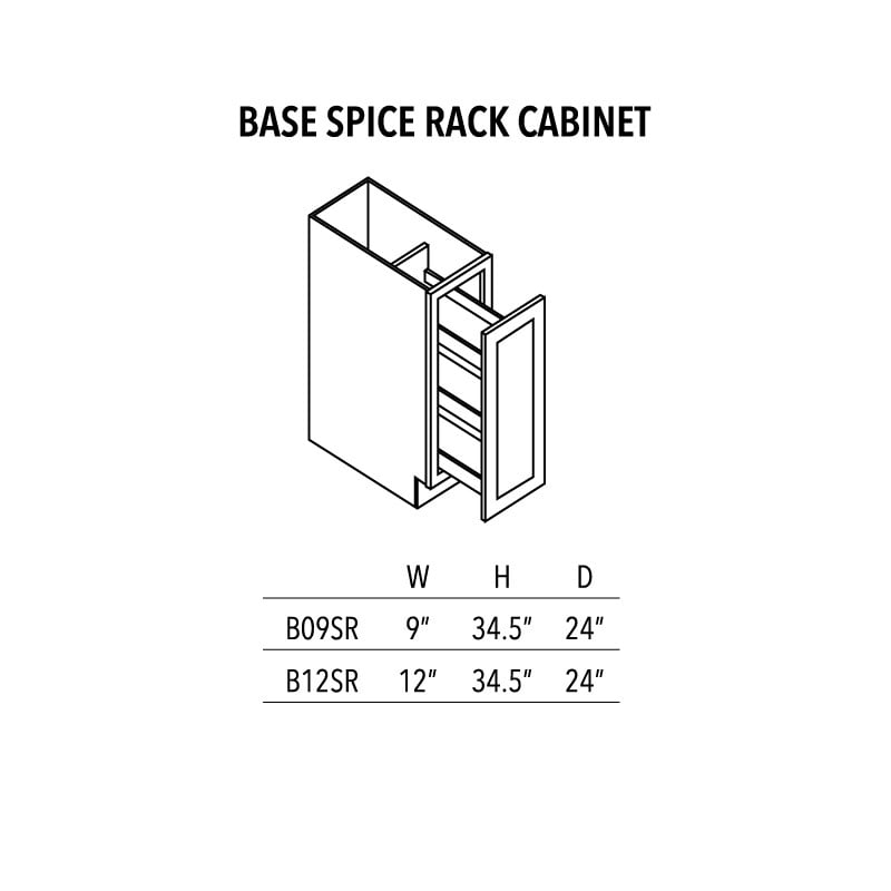 Unfinished Shaker Base Spice Rack Cabinet