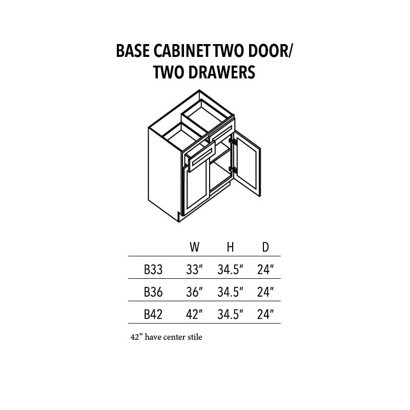 Jade Green Shaker Base Cabinet Two Door/Two Drawers