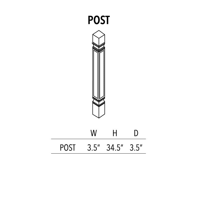 Jade Green Shaker Post – 3.5″W X 34.5″H X 3.5″D
