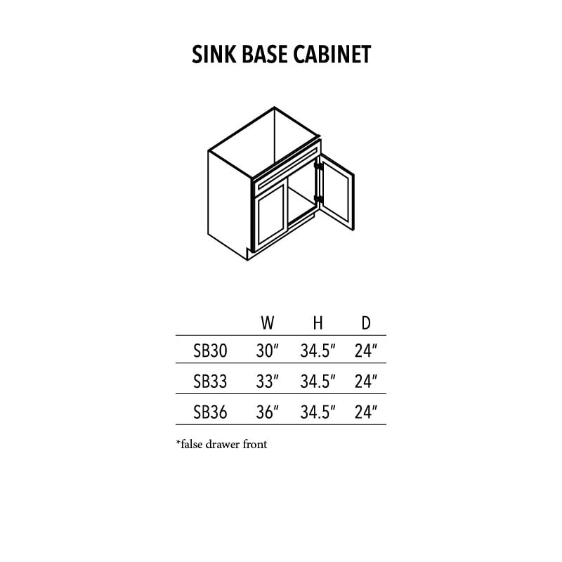 Unfinished Shaker Sink Base Cabinet
