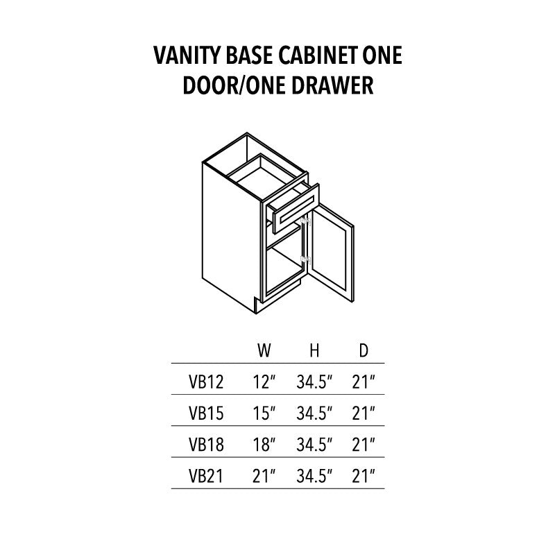 Unfinished Shaker Vanity Base Cabinet One Door/One Drawer