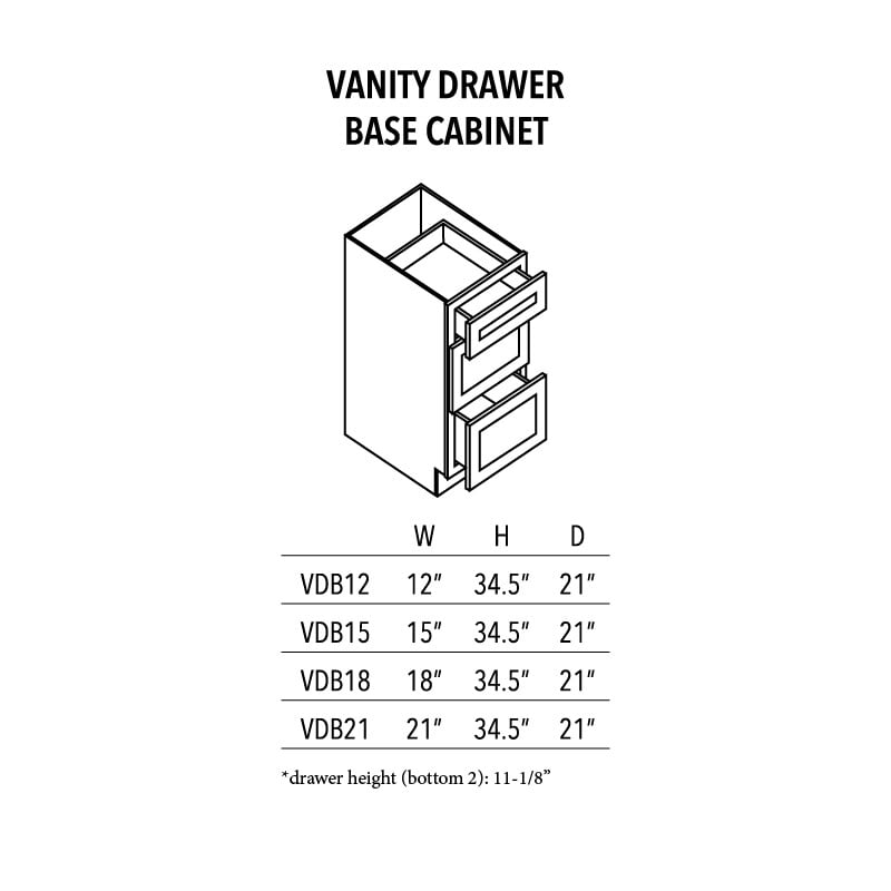 Jade Green Shaker Vanity Drawer Base Cabinet