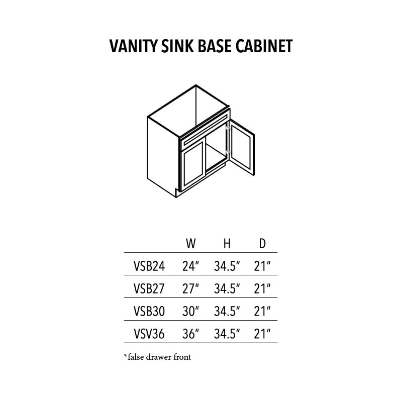 Unfinished Shaker Vanity Sink Base Cabinet