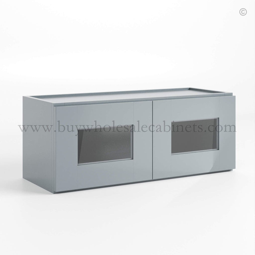Gray Shaker 18″ H Double Door Wall Cabinet With Glass Doors