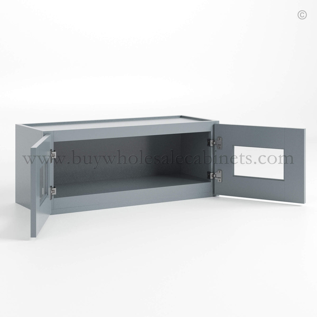 Gray Shaker 18″ H Double Door Wall Cabinet With Glass Doors