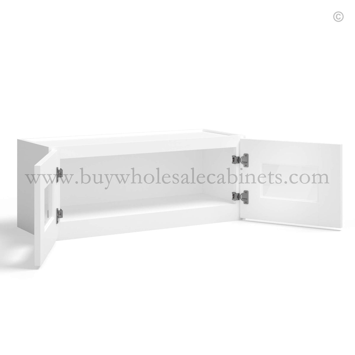 White Shaker 12″ H Double Door Wall Cabinet with Glass Doors