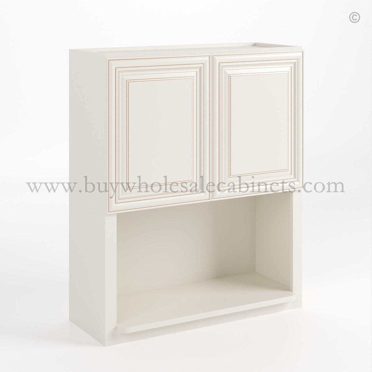 Charleston White Raised Panel Microwave Wall Cabinet