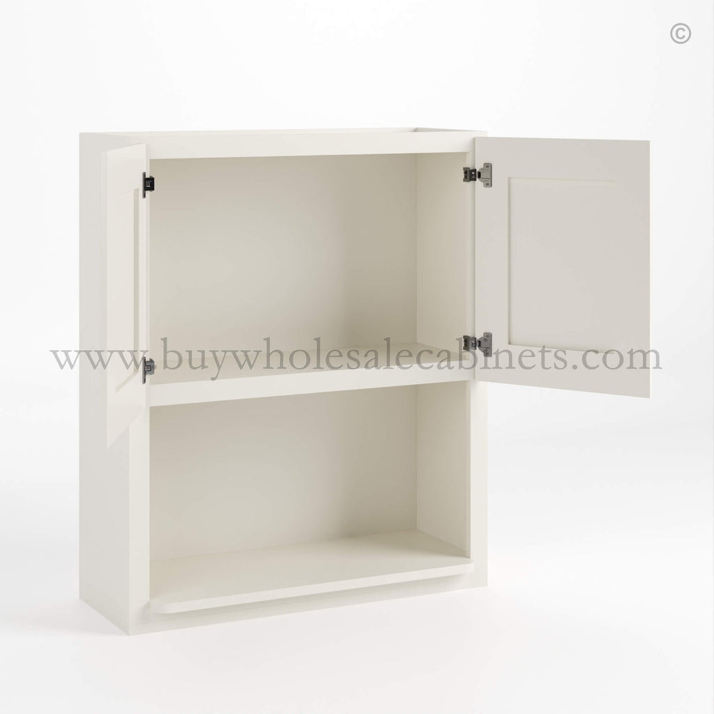 Charleston White Raised Panel Microwave Wall Cabinet