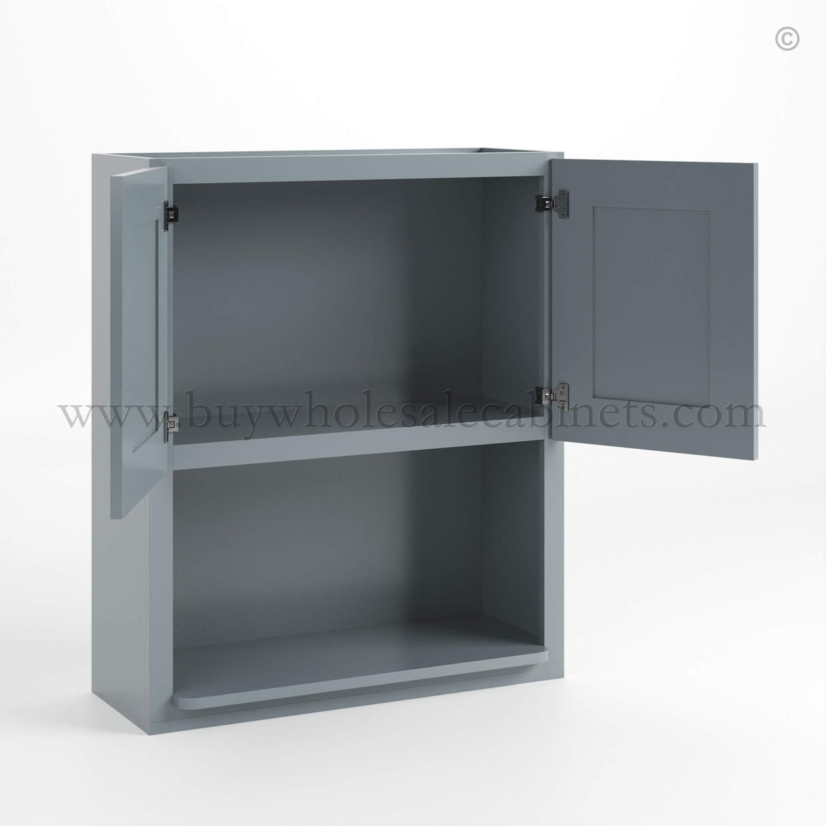 Gray Shaker Microwave Wall Cabinet