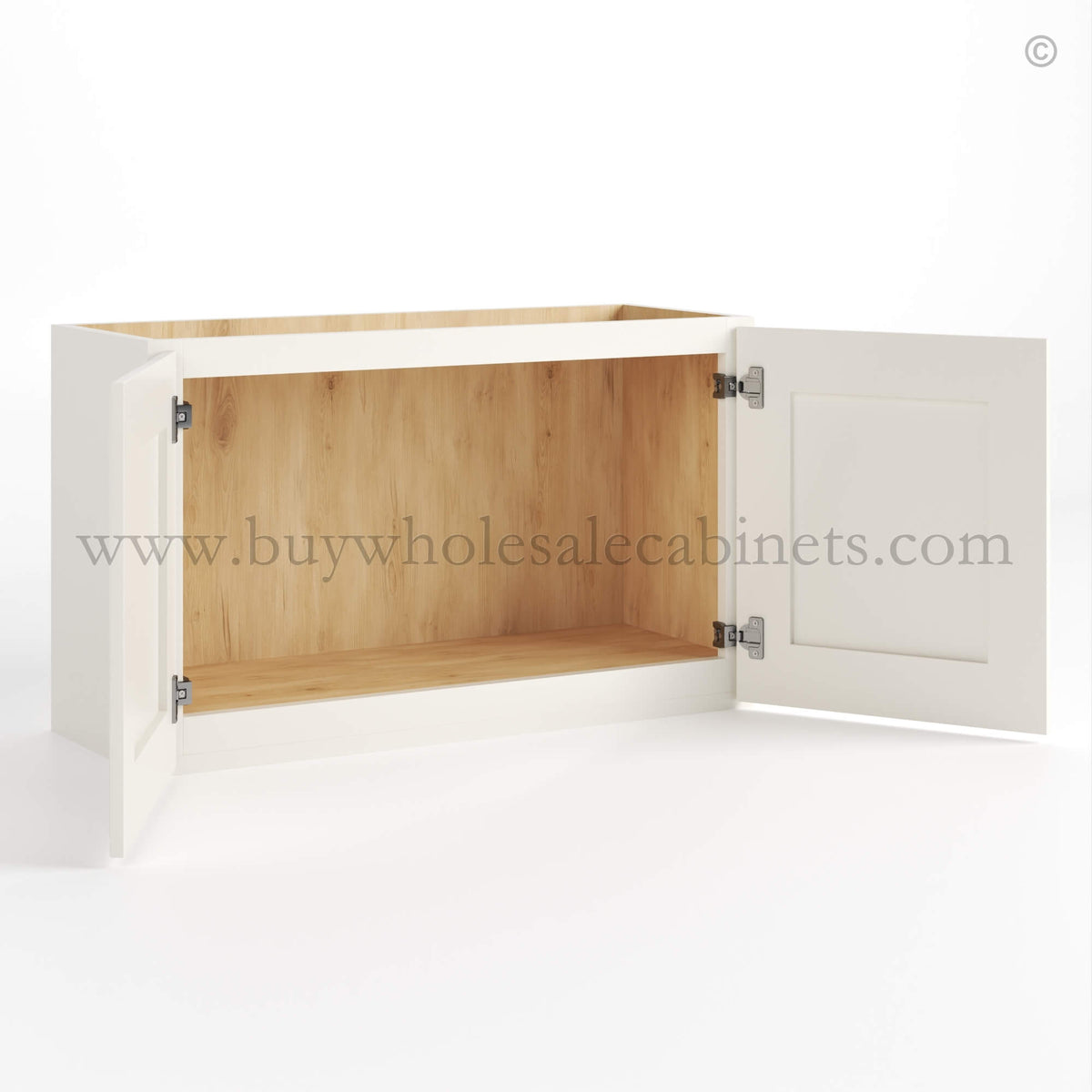 Charleston White Raised Panel 15″ H Double Door Wall Cabinet