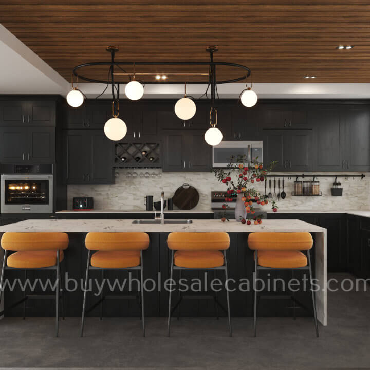 Charcoal Black Shaker Wall Glass Rack Under Cabinet