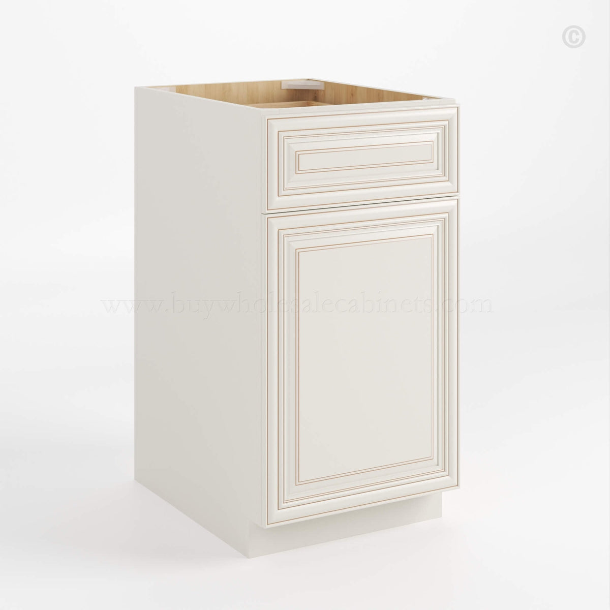 Charleston White Raised Panel Two Drawer Document File Base Cabinet