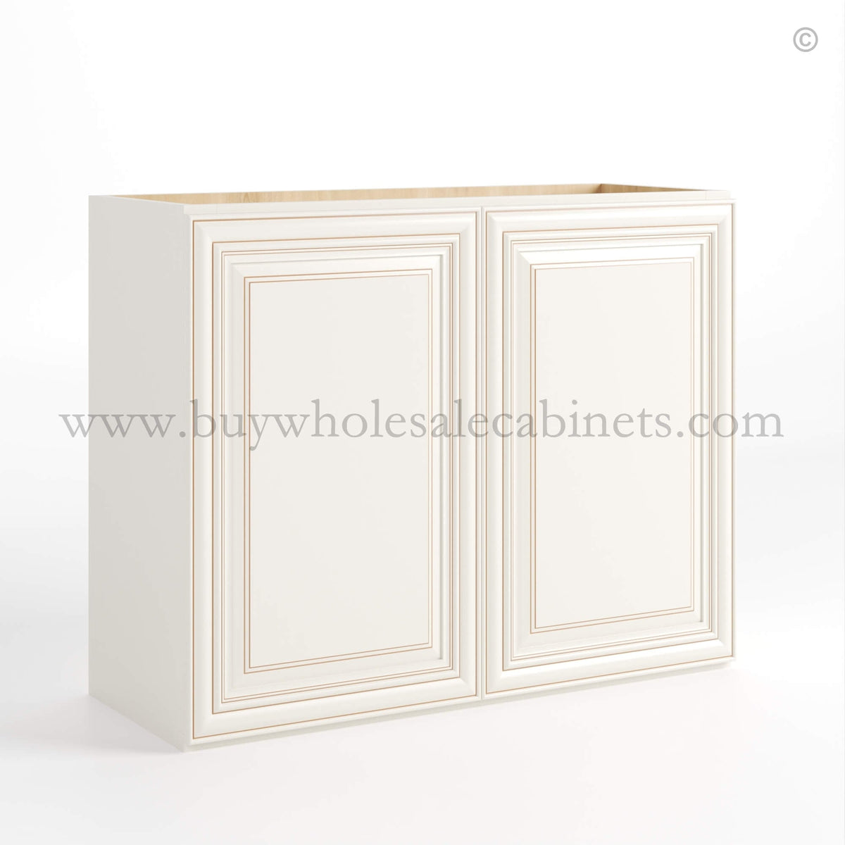 Charleston White Raised Panel 24″ H Double Door Wall Cabinet