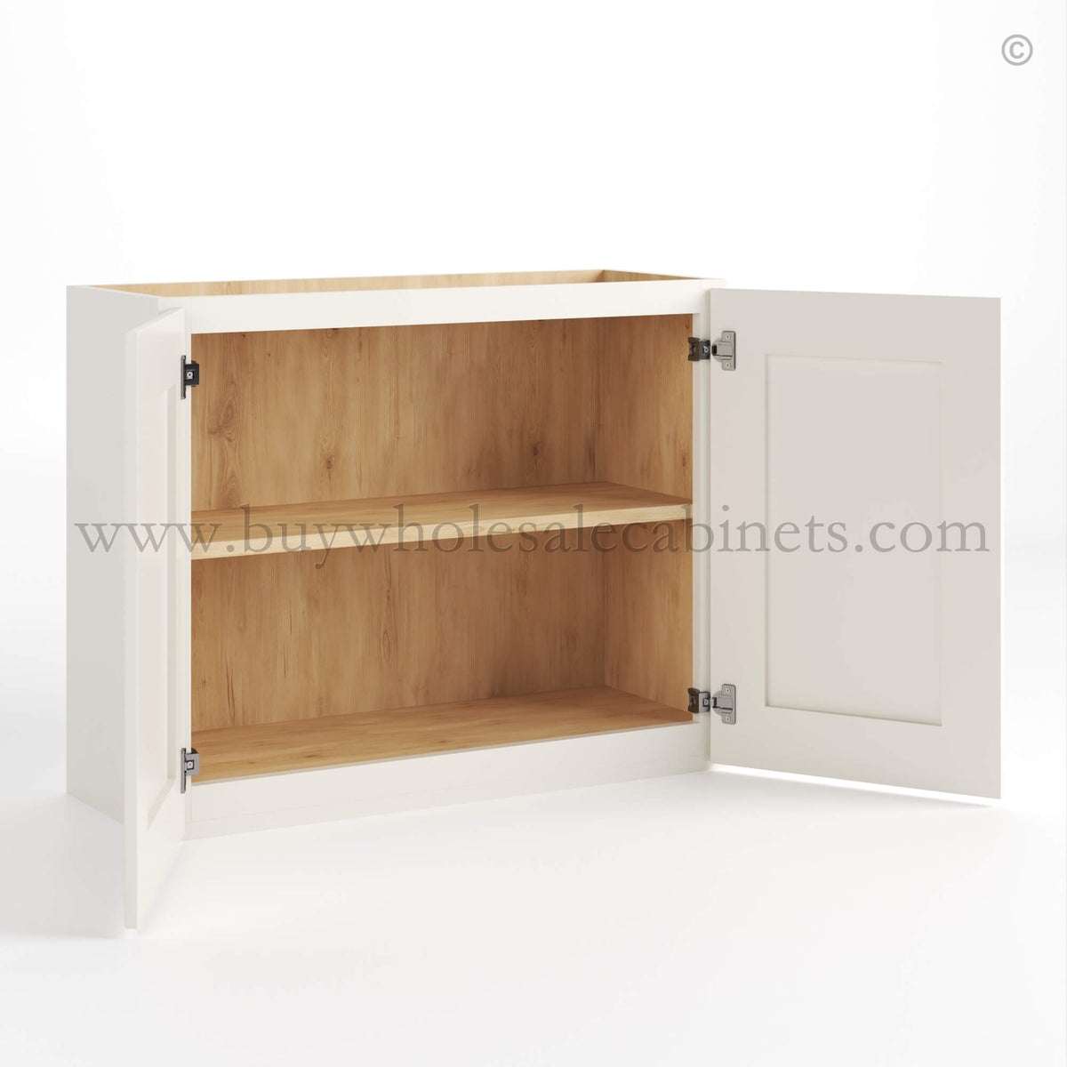 Charleston White Raised Panel 24″ H Double Door Wall Cabinet