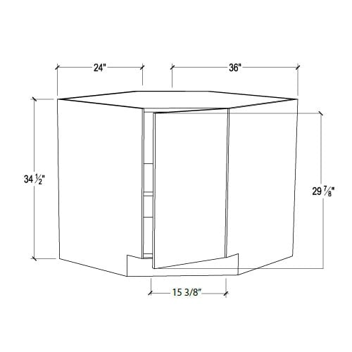 Frameless Modern White Shaker Base Diagonal Cabinet 1 Door (Excludes Metal Lazy Susan Insert)