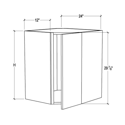 Frameless Pearl White 24″ Wide Wall Diagonal Door – 1 Door, 1 Shelf