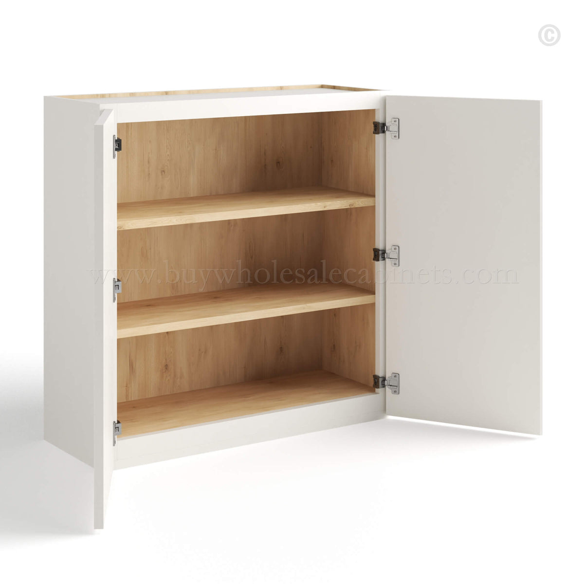 Dove White Slim Shaker 42″H Double Door Wall Cabinet