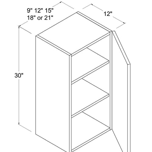 Frameless Gloss White 30″H Single Door Wall Cabinet