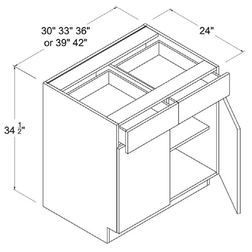 Frameless Gloss Gray Base Cabinet Double Door and Double Drawer