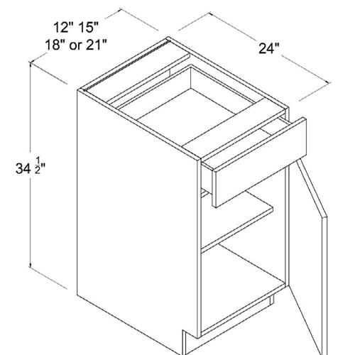 Frameless Gloss Gray Base Cabinet Single Door and Drawer