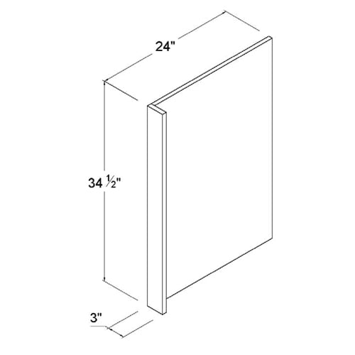 Frameless Gloss Gray Dishwasher Return Panel 3″W Filler