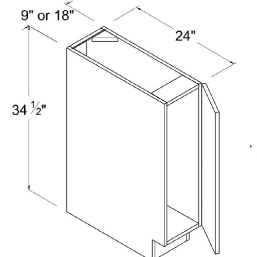 Frameless Gloss Gray Full Height Single Door Base Cabinet