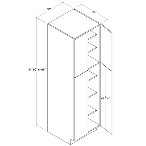 Frameless Gloss White Tall Pantry Cabinet with 2 Doors