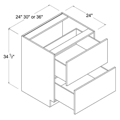 Frameless Gloss Gray Two Drawer Base Cabinet