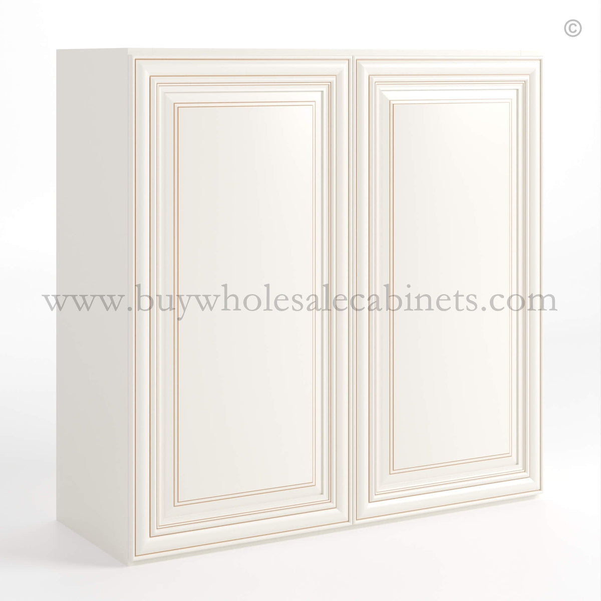 Charleston White Raised Panel 30″ H Double Door Wall Cabinet