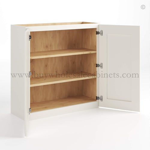 Charleston White Raised Panel 30″ H Double Door Wall Cabinet