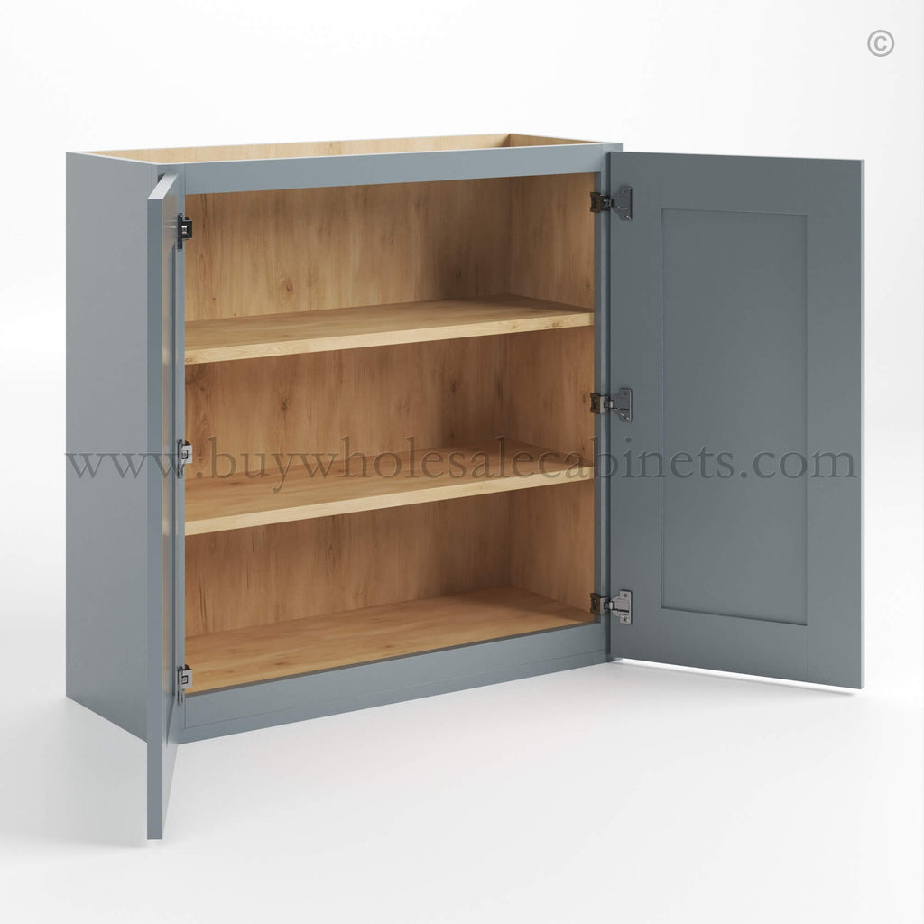 Gray Shaker 30″ H Double Door Wall Cabinet