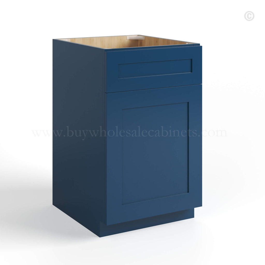 Navy Blue Shaker Base Cabinet with Single Door & Drawer