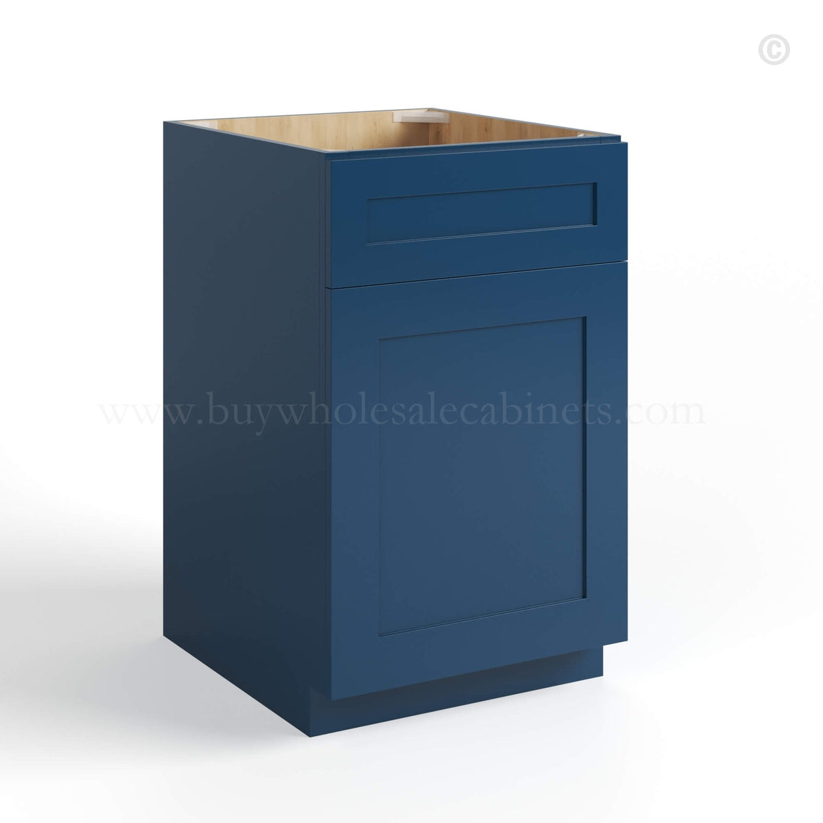 Navy Blue Shaker Base Cabinet with Single Door & Drawer