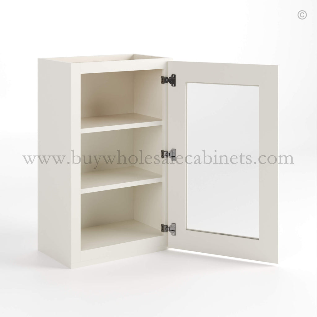 Charleston White Raised Panel 36″ H Single Door Wall Cabinet with Glass Door