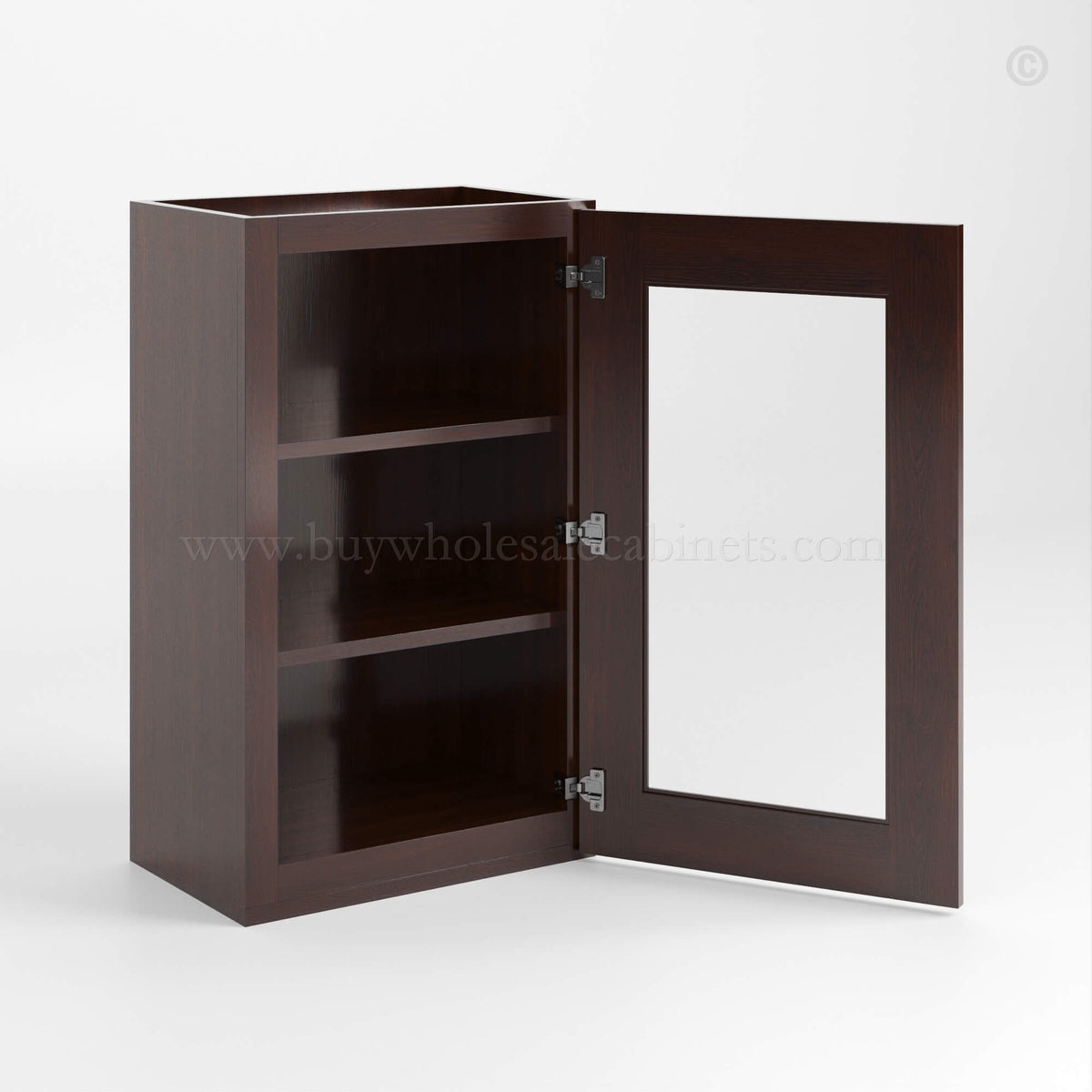 Shaker Espresso 36″ H Single Door Wall Cabinet with Glass Door