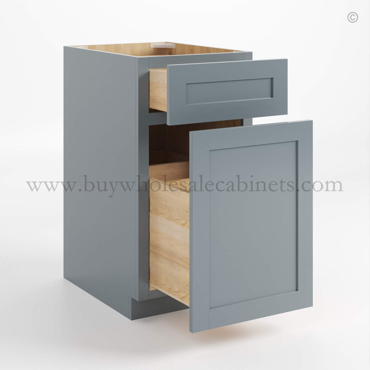 Gray Shaker Two Drawer Document File Base Cabinet