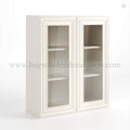Charleston White Raised Panel 36″ H Double Door Wall Cabinet with Glass Doors