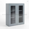 Gray Shaker 36″ H Double Door Wall Cabinet with Glass Doors
