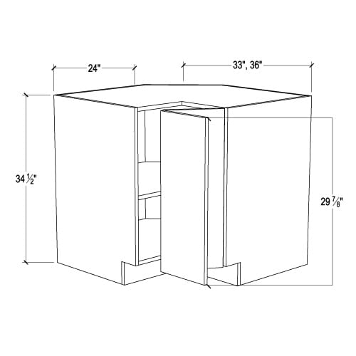 Frameless Pearl White Base Cabinet With Metal Lazy Susan, Folding Doors