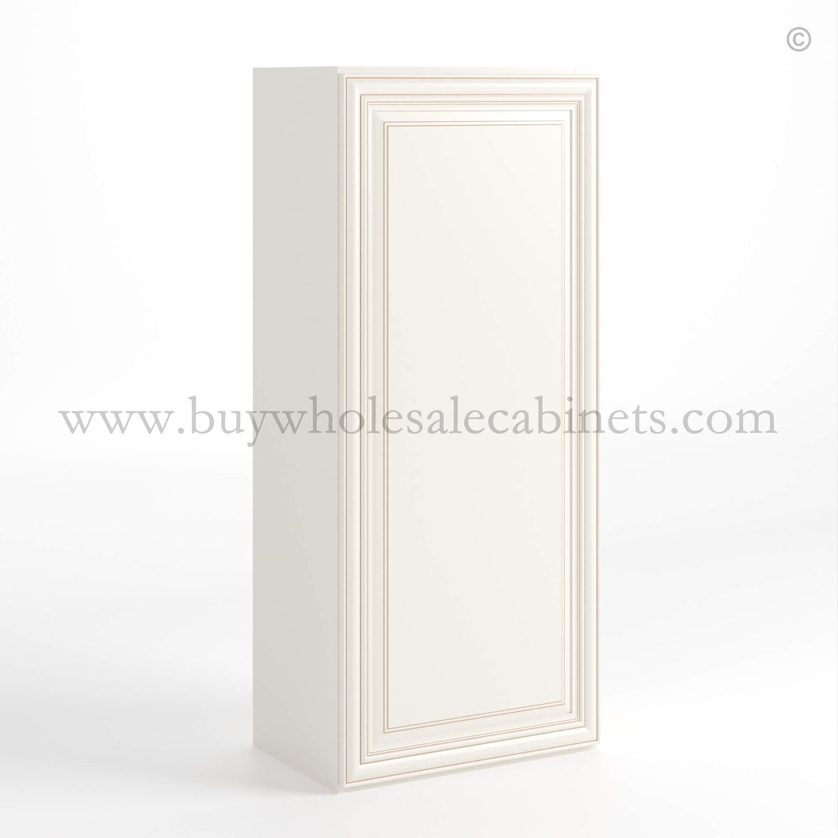 Charleston White Raised Panel 42″ H Single Door Wall Cabinet