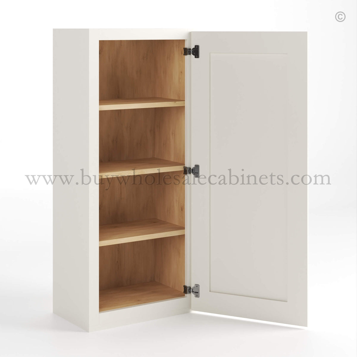 Charleston White Raised Panel 42″ H Single Door Wall Cabinet