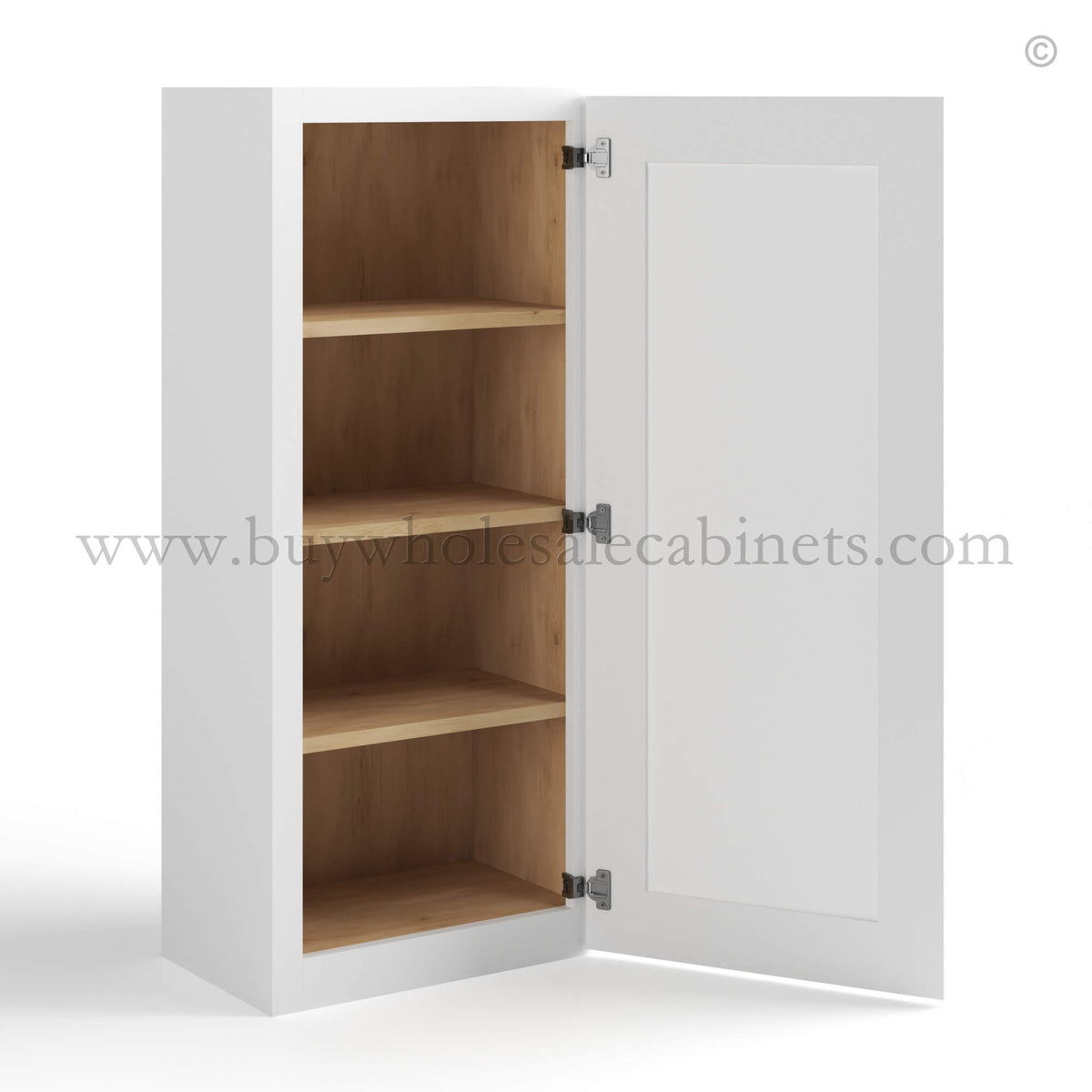 White Shaker 42″ H Single Door Wall Cabinet