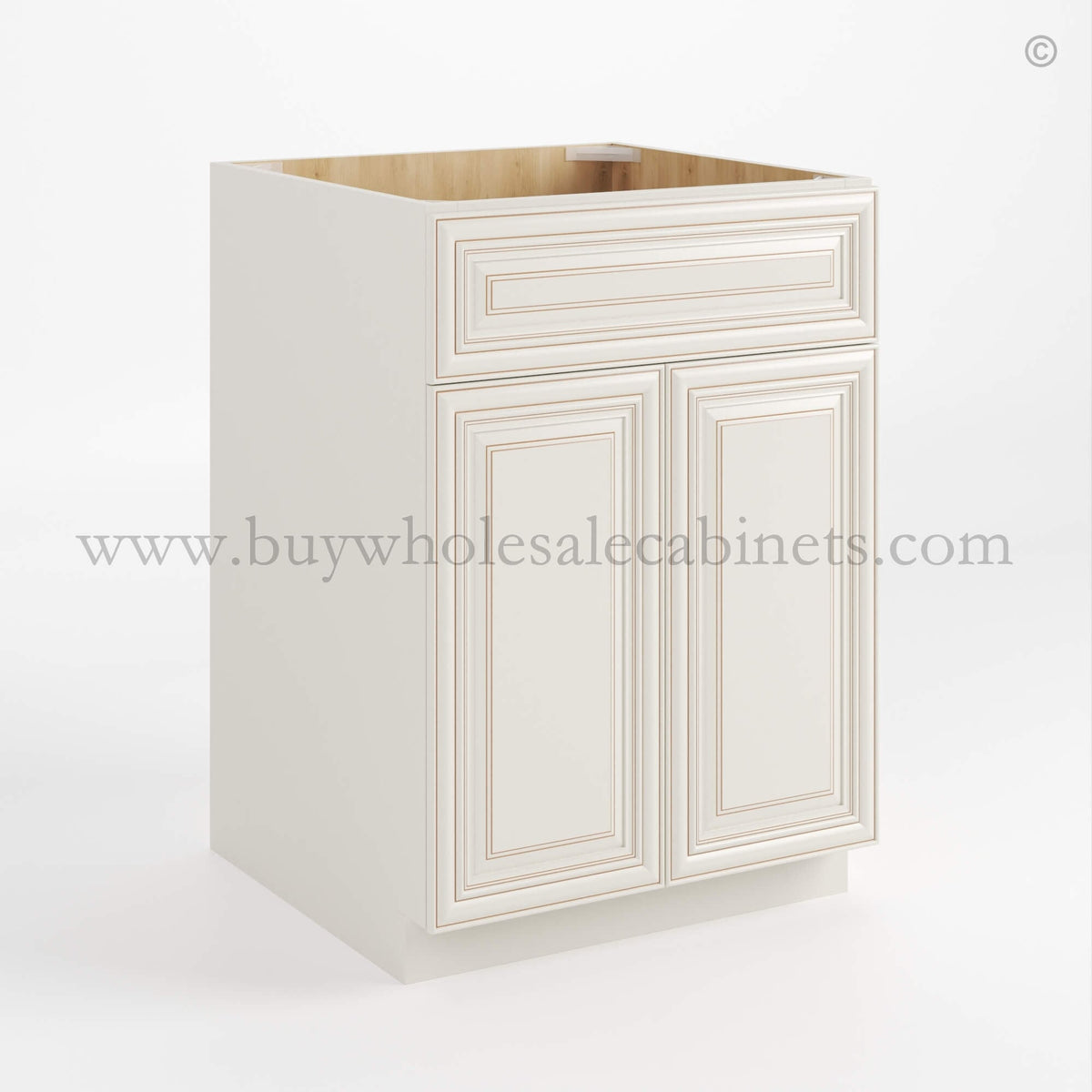 Charleston White Raised Panel Sink Base 27”