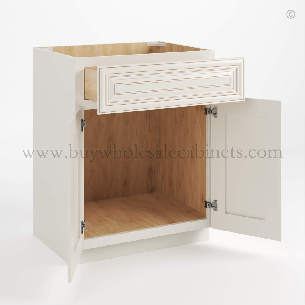 Charleston White Raised Panel Sink Base 27”
