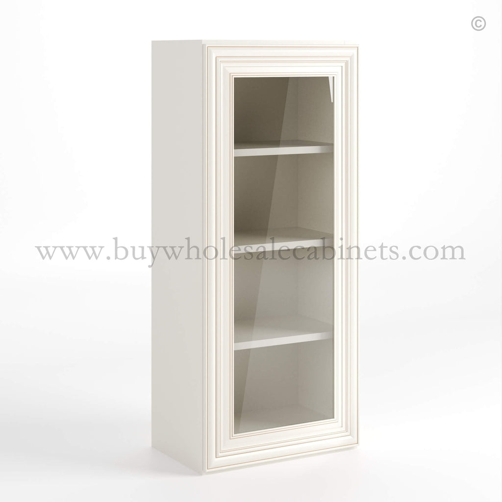 Charleston White Raised Panel 42″ H Single Door Wall Cabinet with Glass Door