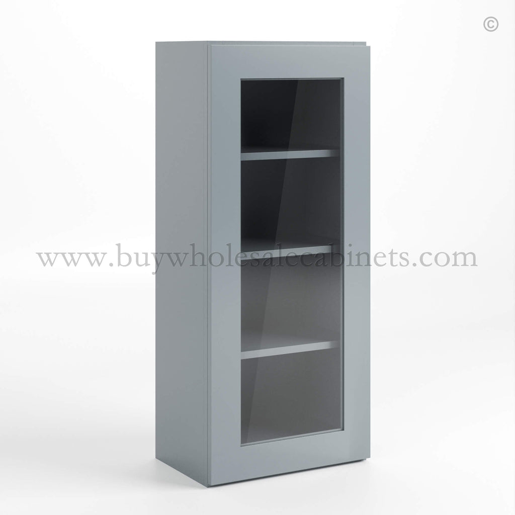 Gray Shaker 42″ H Single Door Wall Cabinet with Glass Door